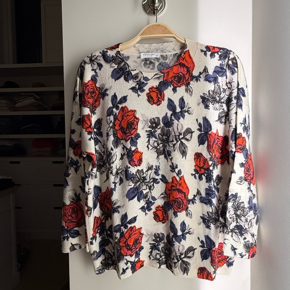 Equipment Sweaters - Equipment Rose Print Cashmere Sweater
